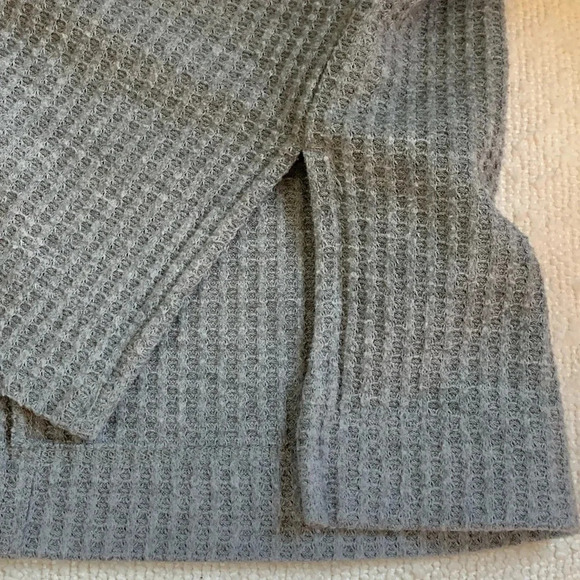 LOFT Grey Waffle Knit Oversized Pullover Tunic Sweater Cowl Neck sz S - Picture 5 of 7